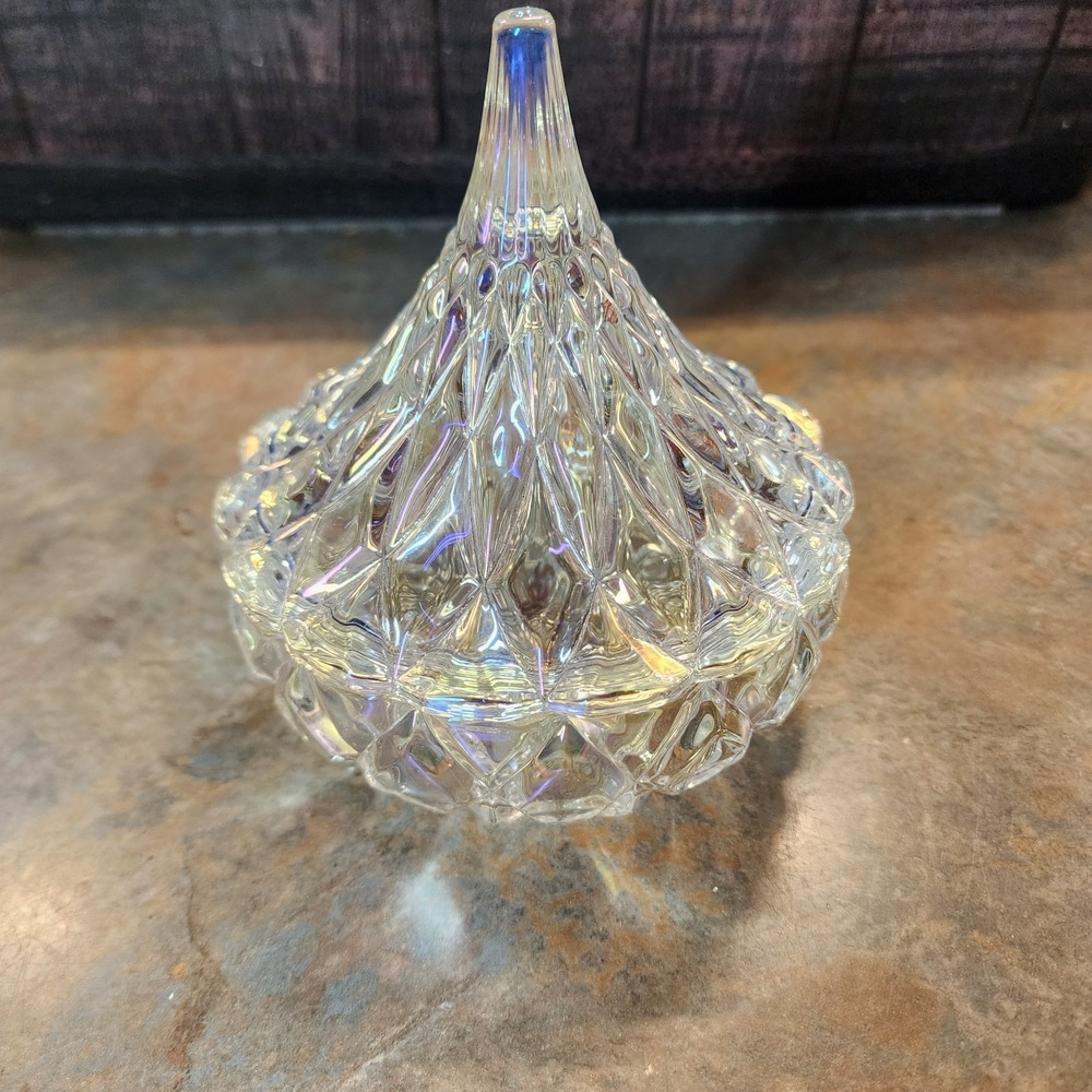 Vintage 1994 HFC Hershey Kiss Chocolate Drop Crystal Cut Glass Candy Dish (S63)
